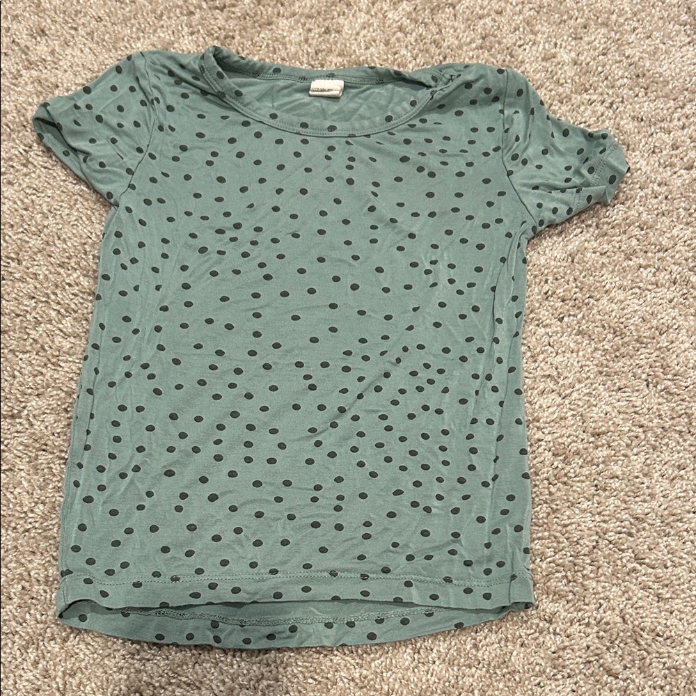 Kate Quinn Teal Shirt with Charcoal Dots